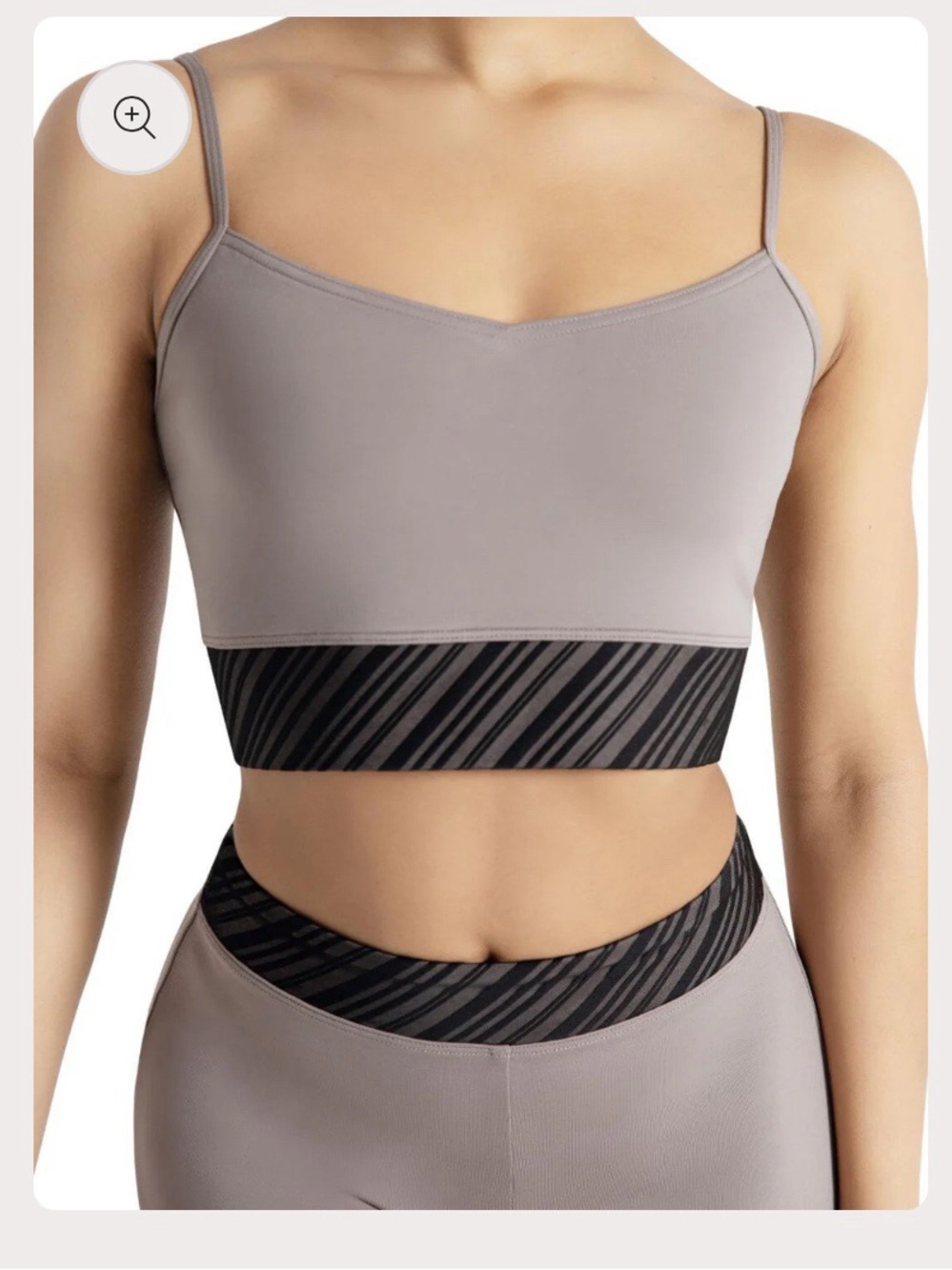 CAPEZO Seamless Taupe Strappy Crop Bralette with Striped Black Band